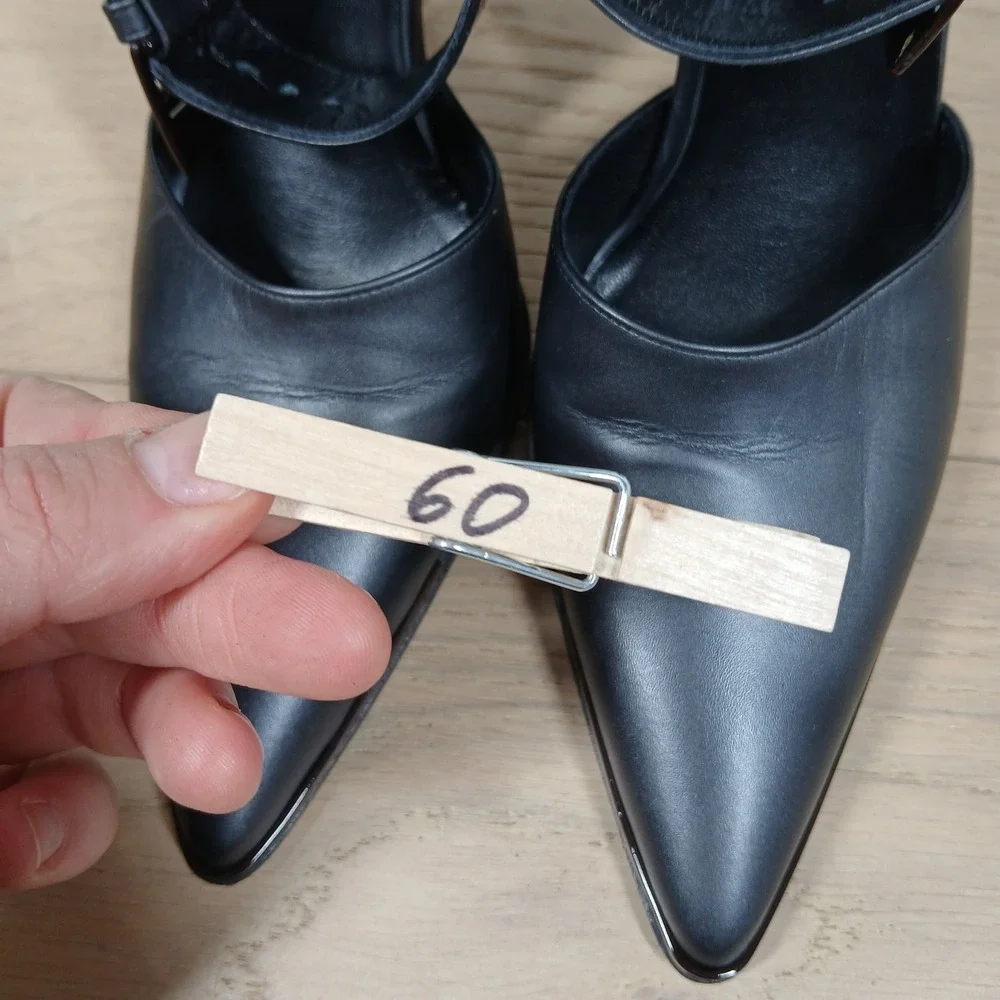 Gucci Heels Women 6B Black Leather Ankle Strap Pointed Toe Stiletto Dress Shoes